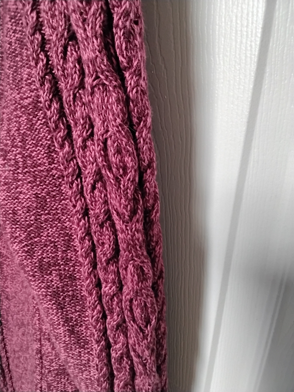 L.L. Bean Open-Front Cable Cardigan Sweater - Raspberry Pink SIZE M - Picture 3 of 6